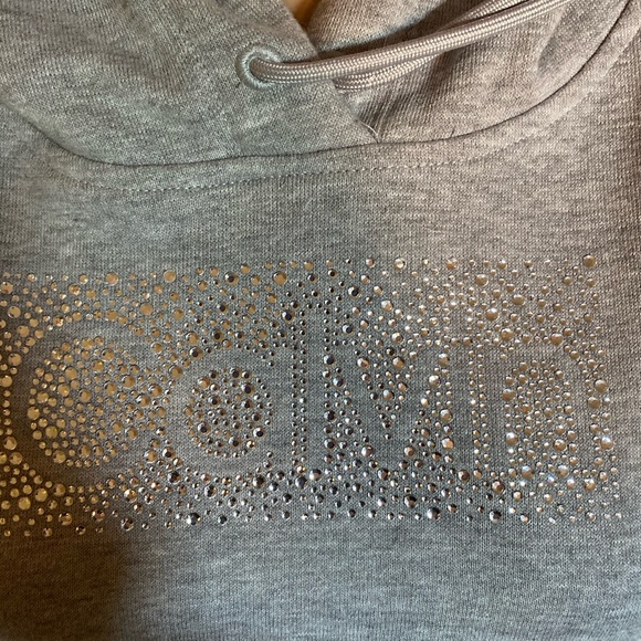 Calvin Klein CK Rhinestone Hooded Sweatshirt Sweat Shirt Dress Size Large NWT - Picture 4 of 8